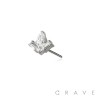 316L SURGICAL STEEL THREADLESS PUSH IN BAGUETTE TEAR DROP BEZEL CZ TOP PART